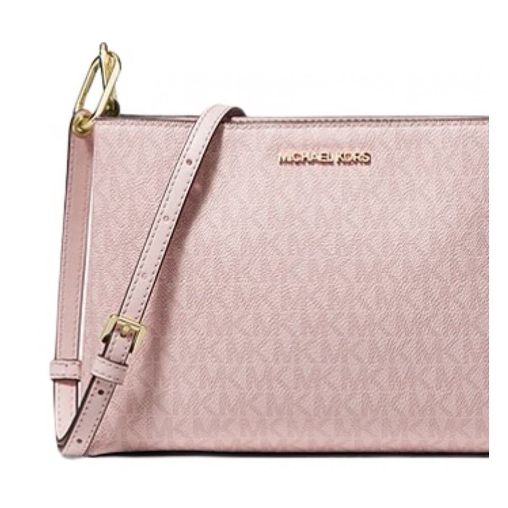 Michael Kors Trisha Triple Compartment Signature Logo Crossbody MK Bag